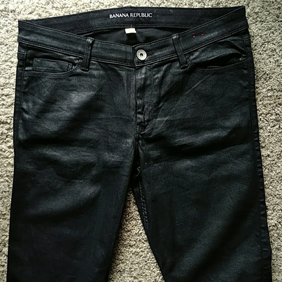 NWOT Banana Republic Skinny Coated Black Jeans 32 - Picture 7 of 8